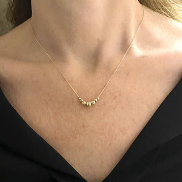 14K Real Solid Gold Beaded Ball Necklace for Women , Graduated Bead Chain Necklace ,Mother's Day Gifts ,Best Birthday Christmas gift for her