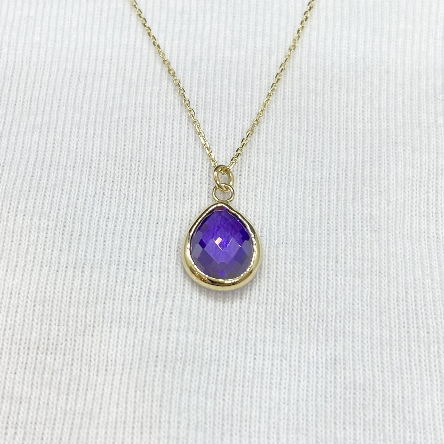 14K Real Solid Gold February Birthstone Necklace, Bridesmaid Necklace, Birthstone Necklace , Amethyst Necklace, Christmas Gifts for mom