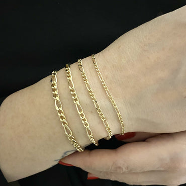 14K Real Solid Gold Figaro Bracelet, Figaro Chain Bracelet with Turquoise Birthstone , Link Bracelet Gold , Dainty Gold Chain Bracelet (copy)