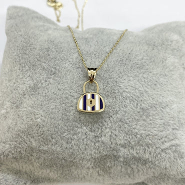 14K Real Solid Gold Handbag Pendant Necklace for Women , Dainty Bag Gold Necklace , Handmade Jewelry , Christmas Christmas gift for her mom