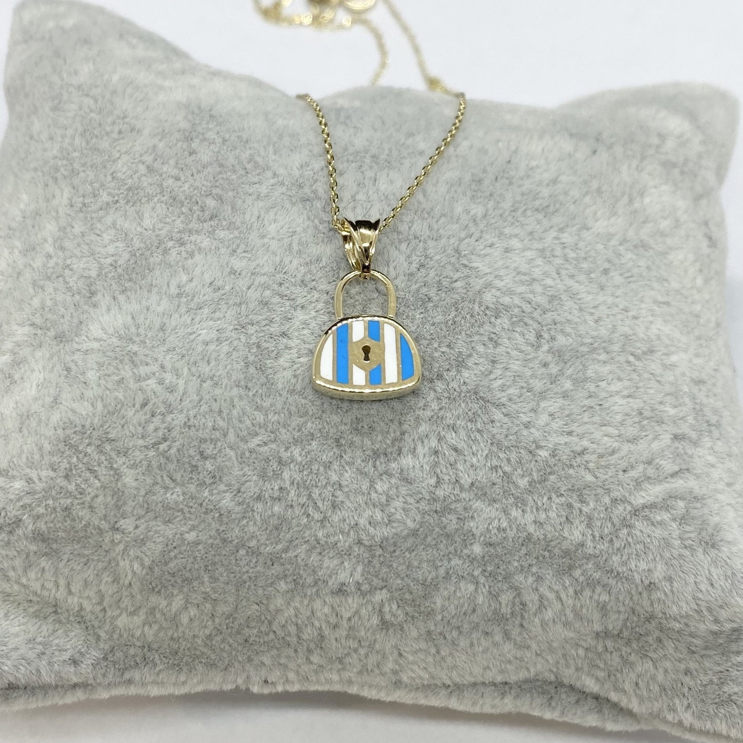 14K Real Solid Gold Handbag Pendant Necklace for Women , Dainty Bag Gold Necklace , Handmade Jewelry , Xmas Birthday gift for her mom