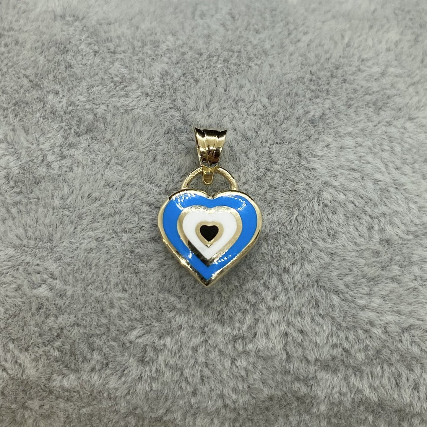 14K Real Solid Gold Heart Evil Eye Pendant Necklace for Women , Heart Shaped Navy Blue or Turquise Evil Eye Necklace , Christmas Gift for her