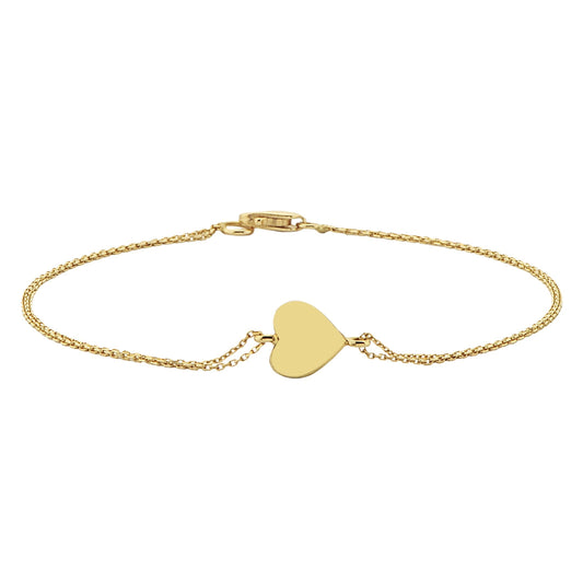 14K Real Solid Gold Heart Shape Design Charm Cute Dainty Elegant Delicate Trendy Bracelet best birthday gift for Women Jewelry yourself Girls Mother Mom love girlfriend handmade