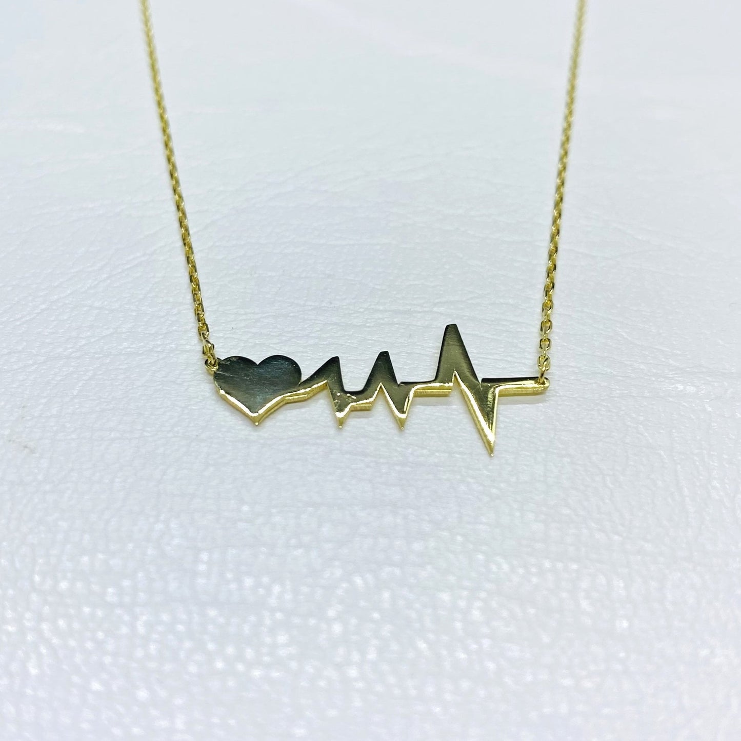 14K Real Solid Gold Heartbeat Necklace , Lifeline Necklace , Heart Pulse EKG Love , Cardiogram Jewelry , Gift for mom , Dainty Necklace Gold