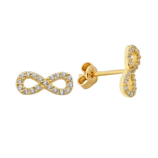 14K Real Solid Gold Infinity Stud Earrings for Women | Best Birthday Gift Christmas Xmas Mother's Day Handmade jewelry diamond