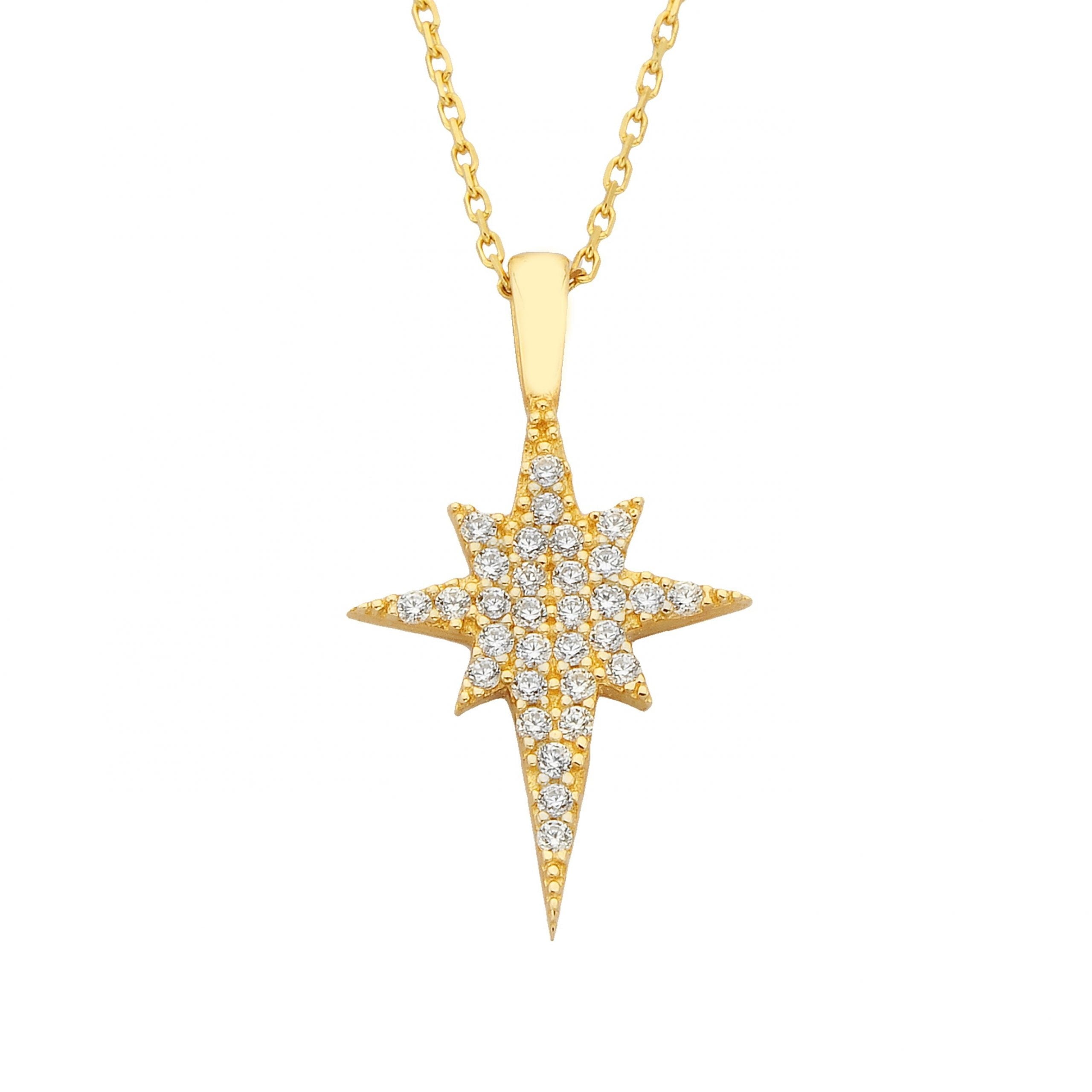 14K Real Solid Gold North Star Necklace for Women | Cute Necklaces | Best Birthday Christmas Gift