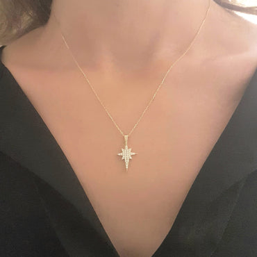 14K Real Solid Gold North Star Necklace for Women | Cute Necklaces | Best Birthday Christmas Gift