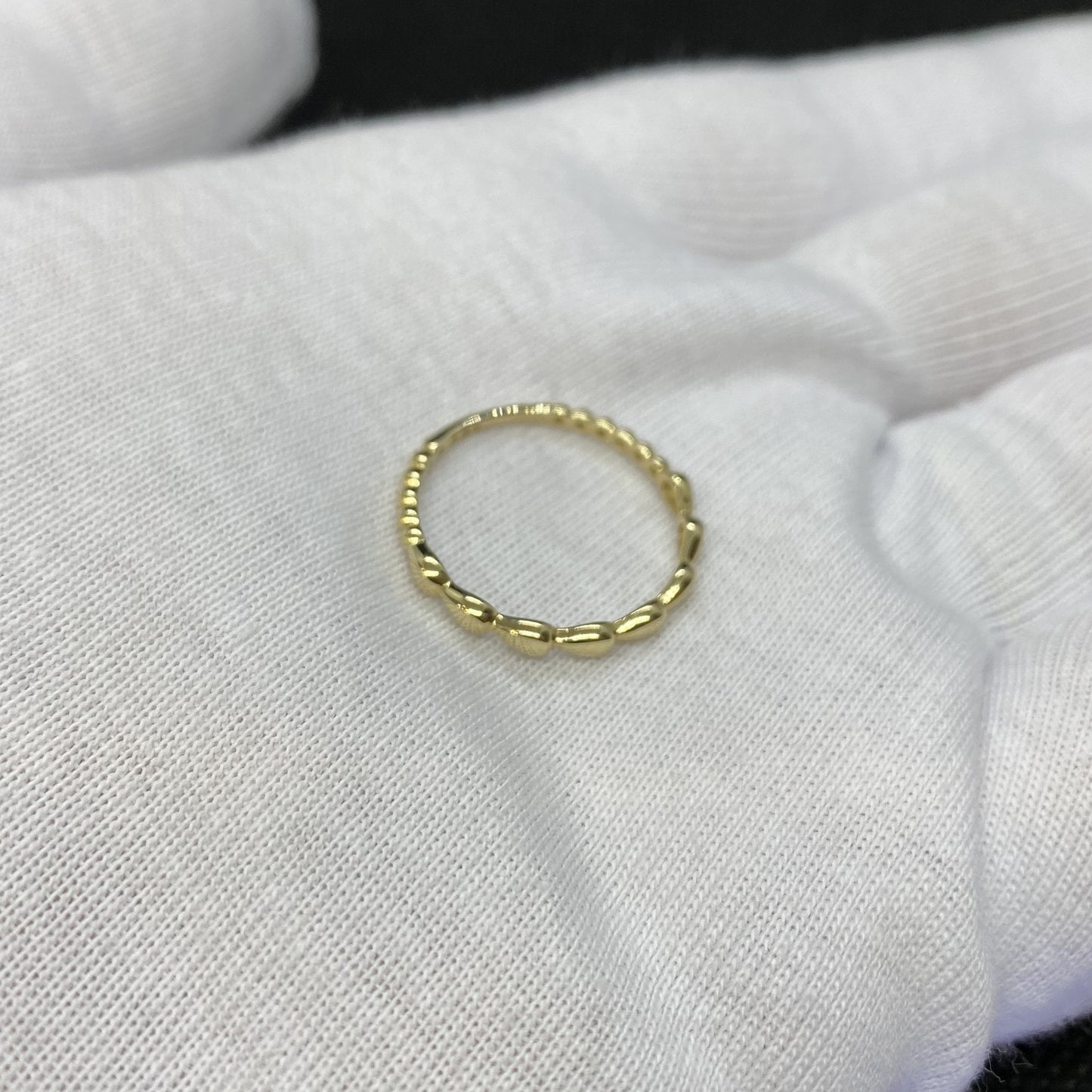 14K Real Solid Gold Teardrop Dotted Ring for Women , Dainty Rings , Minimalist ring for women