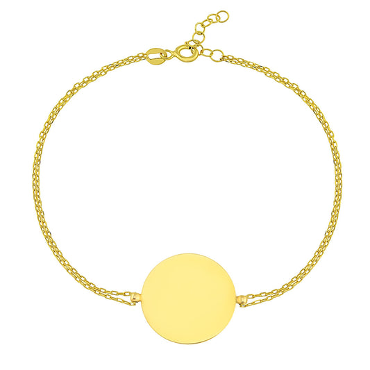 14K Real Solid Gold Zodiac Bracelet for Women, Disc Engraved Astrology Disc Horoscope Bracelet , Zodiac Sign Jewelry , Birthday Gift for Her