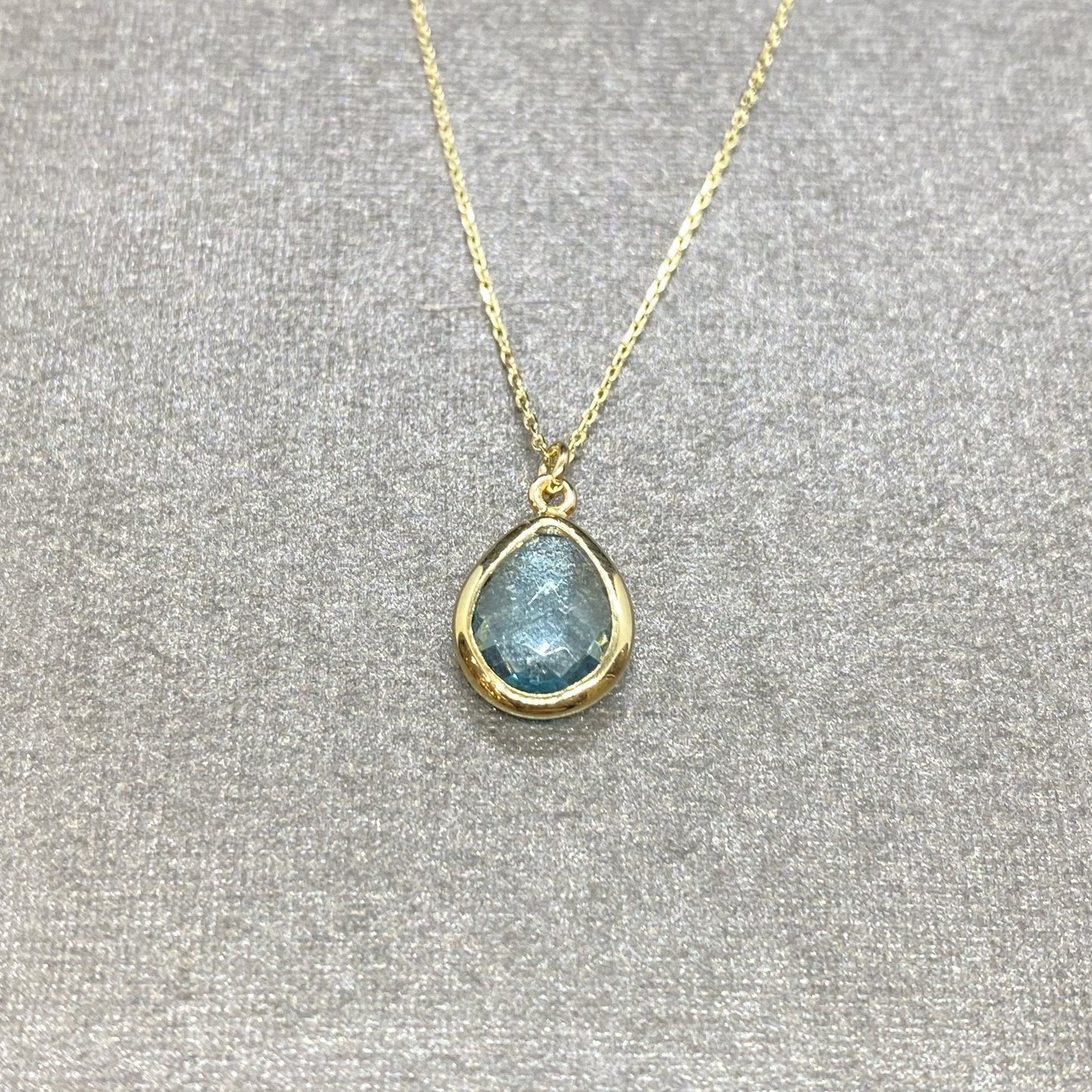 14K Solid Gold Aquamarine Birthstone Necklace, Delicate Necklace, Boho Necklace, Aquamarine Necklace, March Birthstone, Valentine's Day gift