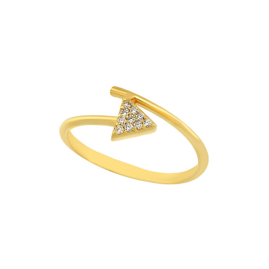 14K Solid Gold CZ Triangle Ring for Women , Dainty Minimalist Band Ring, Christmas Gift for her, Triangle Jewelry , Geometric Stacking Ring