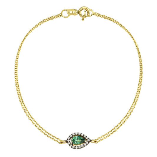 14K Solid Gold Emerald Bracelet for Women , Gift for Her , Dainty Teardrop Emerald Bracelet , May Birthstone Bracelet , Birthday Gift