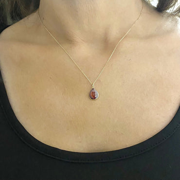 14K Solid Gold January Birthstone Necklace , Dainty CZ Garnet Necklace, Gift For Her, Birthday Gift, Xmas Gifts ,