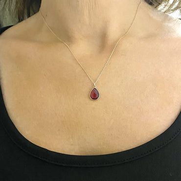 14K Solid Gold Ruby Birthstone Necklace, Delicate Necklace, Boho Necklace, Ruby Necklace, July Birthstone, Christmas Gift for her