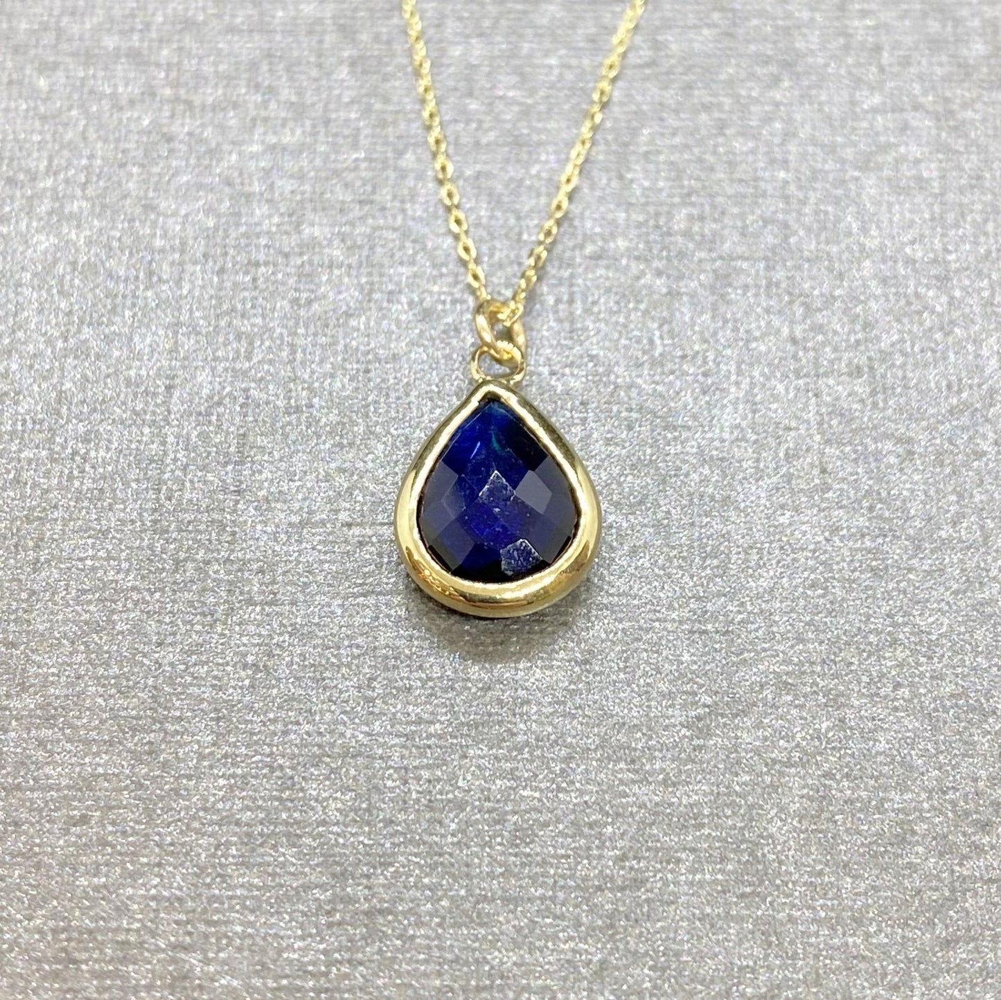 14K Solid Gold Sapphire Birthstone Necklace for Women, Dainty Necklace Gold, Sapphire Necklace, September Birthstone, Gift for Her Mom