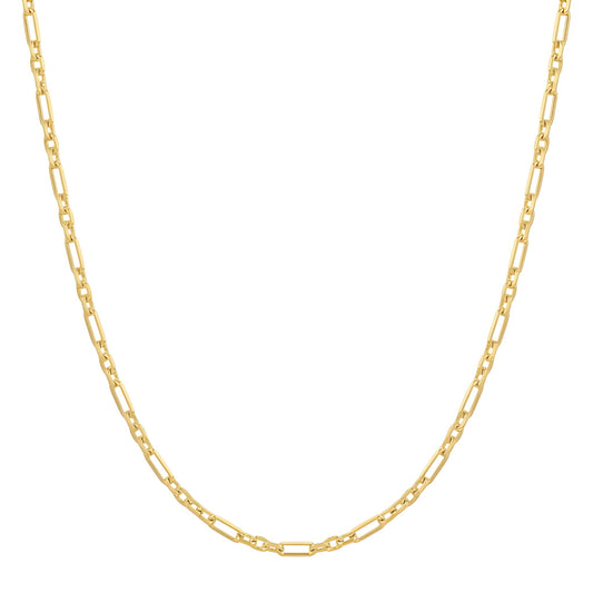 14K Solid Gold 3+1 Cable Link Chain Necklace - 2MM