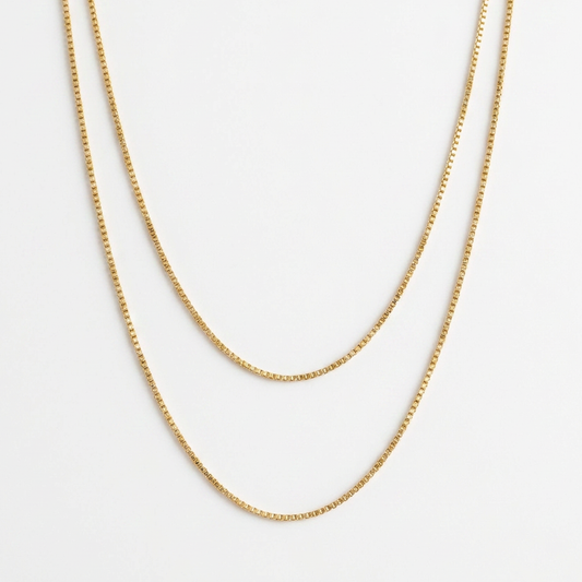 14K Solid Gold Box Chain Necklace