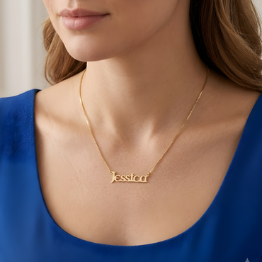 14K Solid Gold Celtic Font Custom Name Necklace