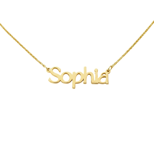 14K Solid Gold Modern Font Custom Name Necklace