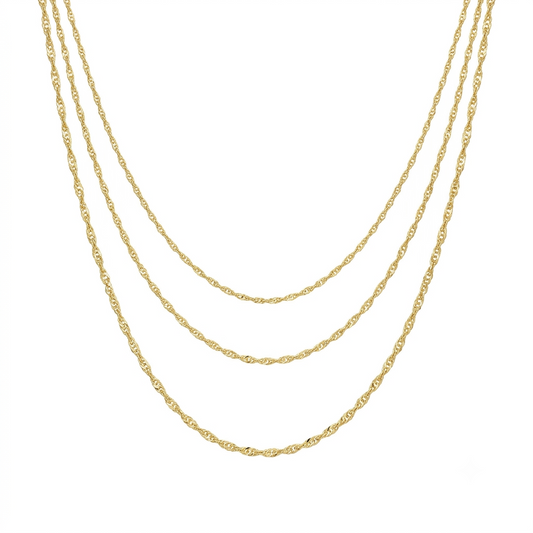 14K Solid Gold Singapore Chain Necklace