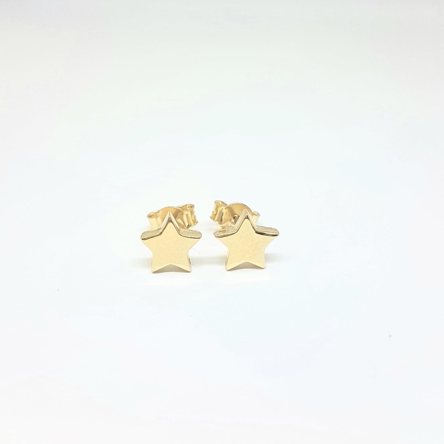 14K Real Solid Gold Star Stud Earrings for Women