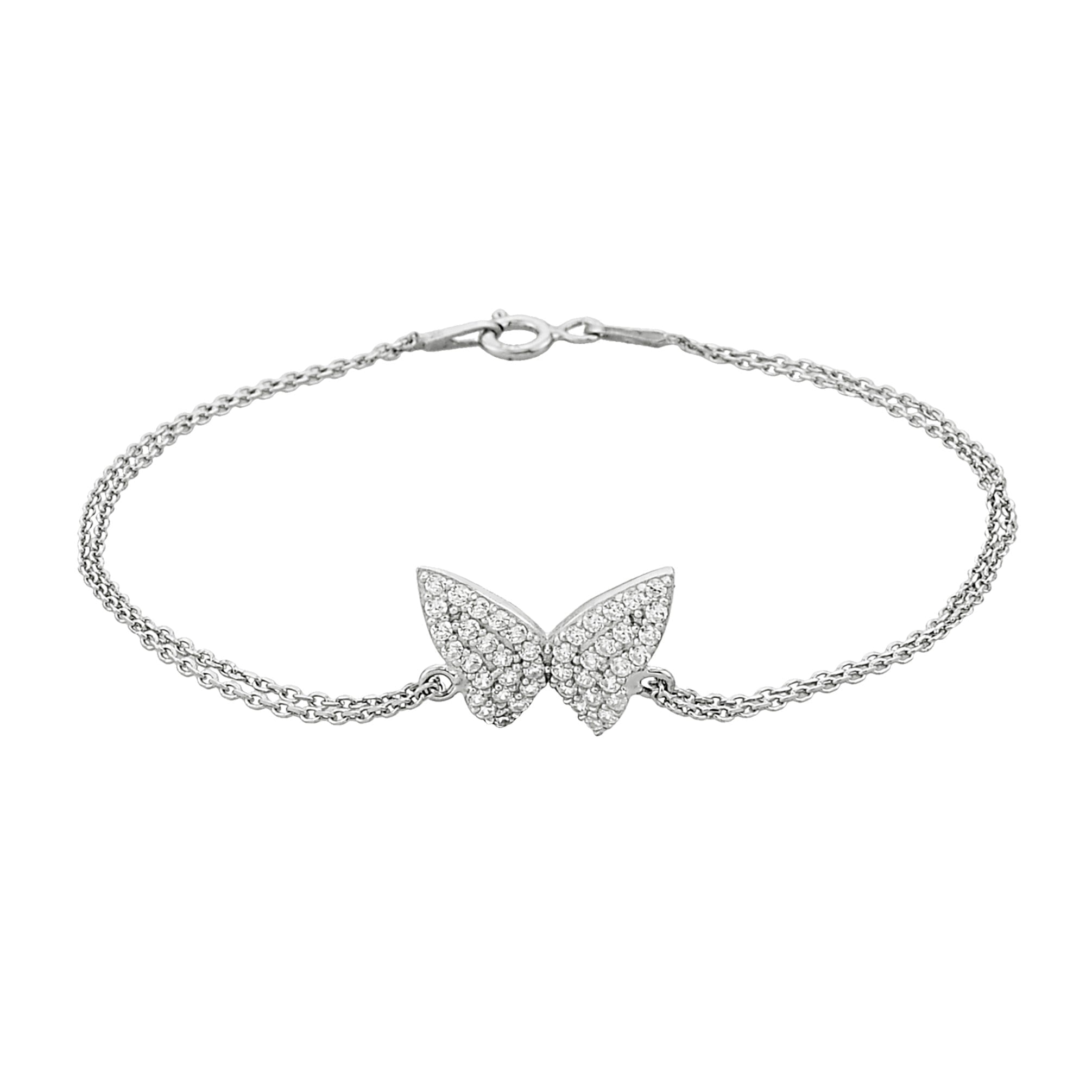 925K Sterling Silver Butterfly Bracelet for Women , Dainty CZ Butterfly Bracelet Silver , Summer Jewelry , Silver Bracelet , Gift for Her