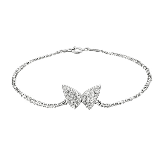 925K Sterling Silver Butterfly Bracelet for Women , Dainty CZ Butterfly Bracelet Silver , Summer Jewelry , Silver Bracelet , Gift for Her