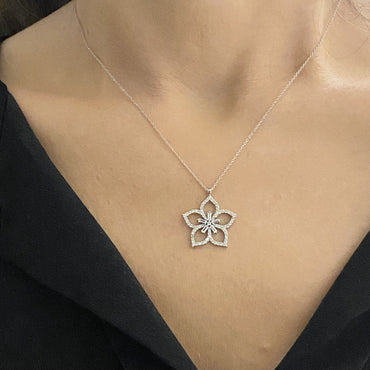 925K Sterling Silver Cherry Blossom Flower Necklace for Women , Flower Pendant Silver , Sakura Flower Necklace ,Summer Jewelry,Gift for Her