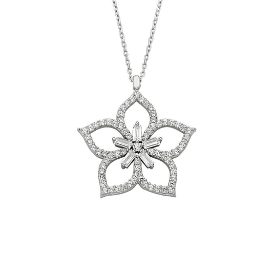 925K Sterling Silver Cherry Blossom Flower Necklace for Women , Flower Pendant Silver , Sakura Flower Necklace , Summer Jewelry,Gift for Her