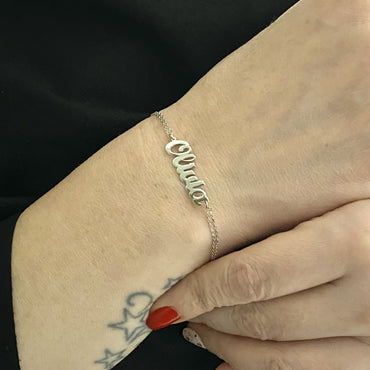 925K Sterling Silver Custom Name Bracelet ,Name Plate Bracelet , Silver Name Bracelet for Women Girls Kids , Personalized Jewelry Gifts