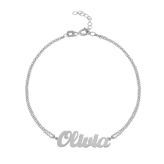 925K Sterling Silver Custom Name Bracelet , Name Plate Bracelet , Silver Name Bracelet for Women Girls Kids , Personalized Jewelry Gifts