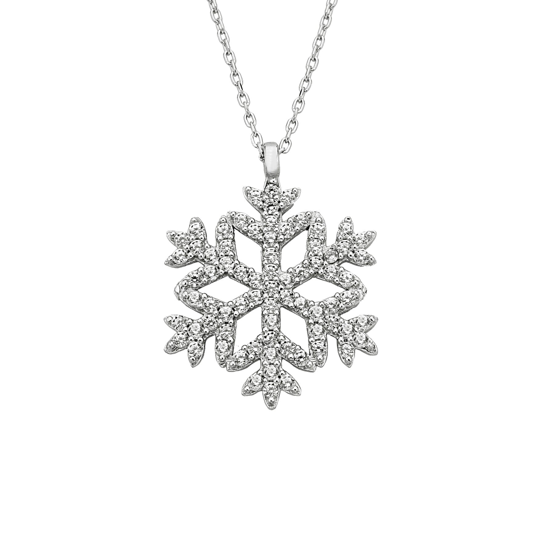 925K Sterling Silver Snowflake Pendant Necklace for Women , CZ Pave Silver Necklace , Winter Snowflake Jewelry, Dainty Necklace for Her mom