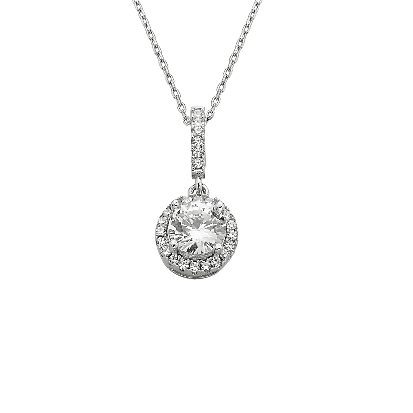 925K Sterling Silver Solitaire Round Necklace for Women , Dainty CZ Cubic Zirconia Solitaire Pendant ,Christmas Gift for Her,Summer Necklace