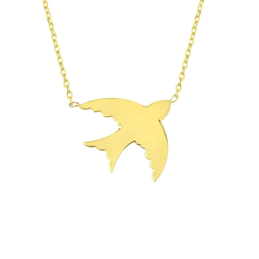 Bird Necklace Gold , 14K Solid Gold Swallow Necklace for Women, Initial Bird necklace , Personalized Swallow Dainty Necklace , Gift for her (copy)