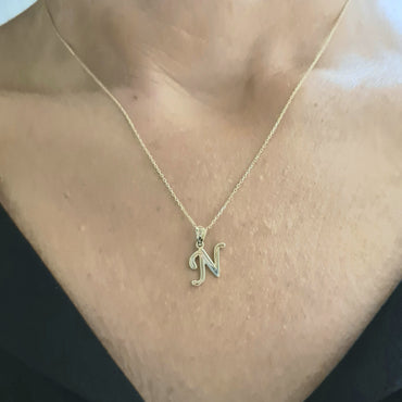 14K solid gold Custom Initial Necklace , 14K Real Solid Gold Initial Pendant Necklace , Personalized Necklace , Charm Initial Pendant , Initial Charms personalized gift