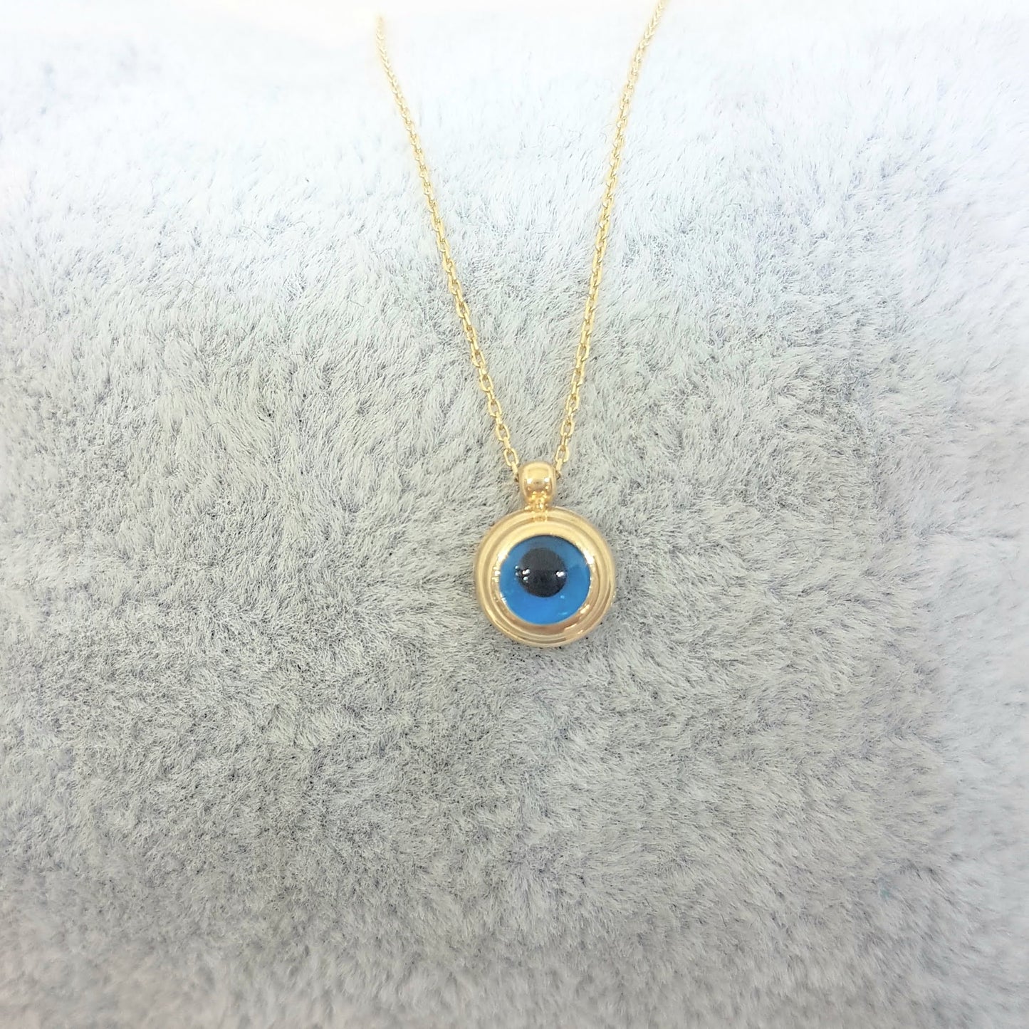 14K Real Solid Gold Lucky Evil Eye Cute Charm Dainty Delicate Turkish Faith Nazar Protection Pendant Necklace for Women