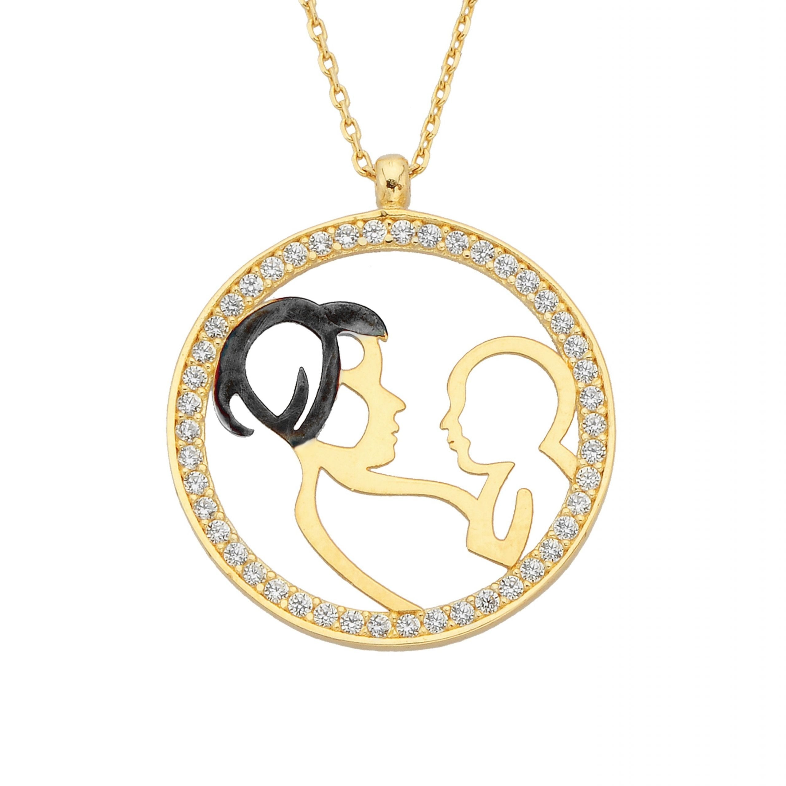 14K Solid Gold Mother and Child Pendant Necklace Jewelry Gifts for Grandmother Mom Daughter Wife | Best Birthday Mother’s Day Christmas Gift