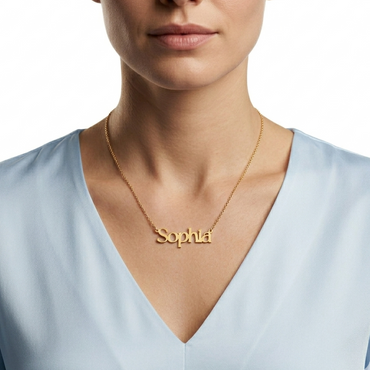 14K Solid Gold Modern Font Custom Name Necklace