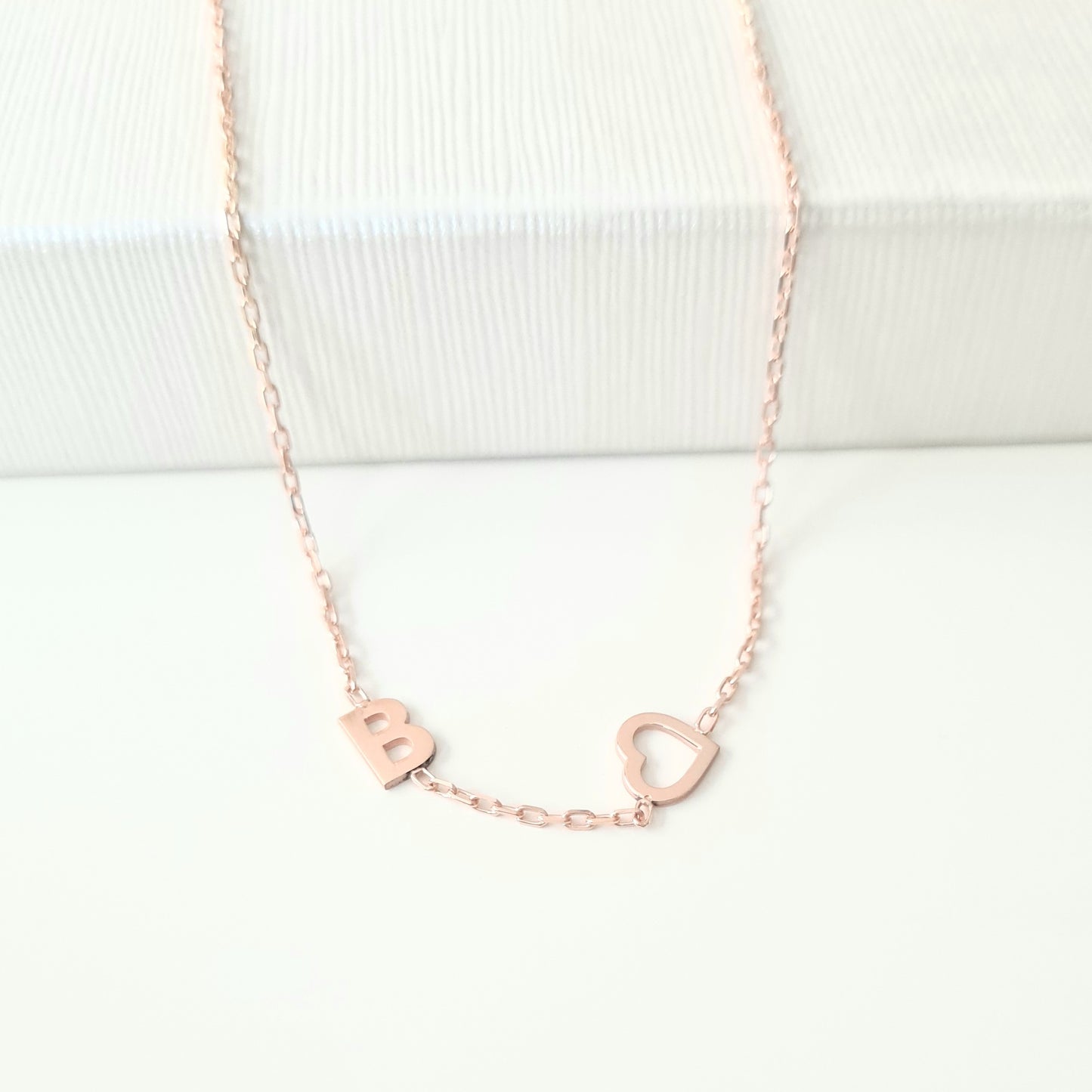 925K Sterling Silver Sideways Heart Letter Necklace for Women