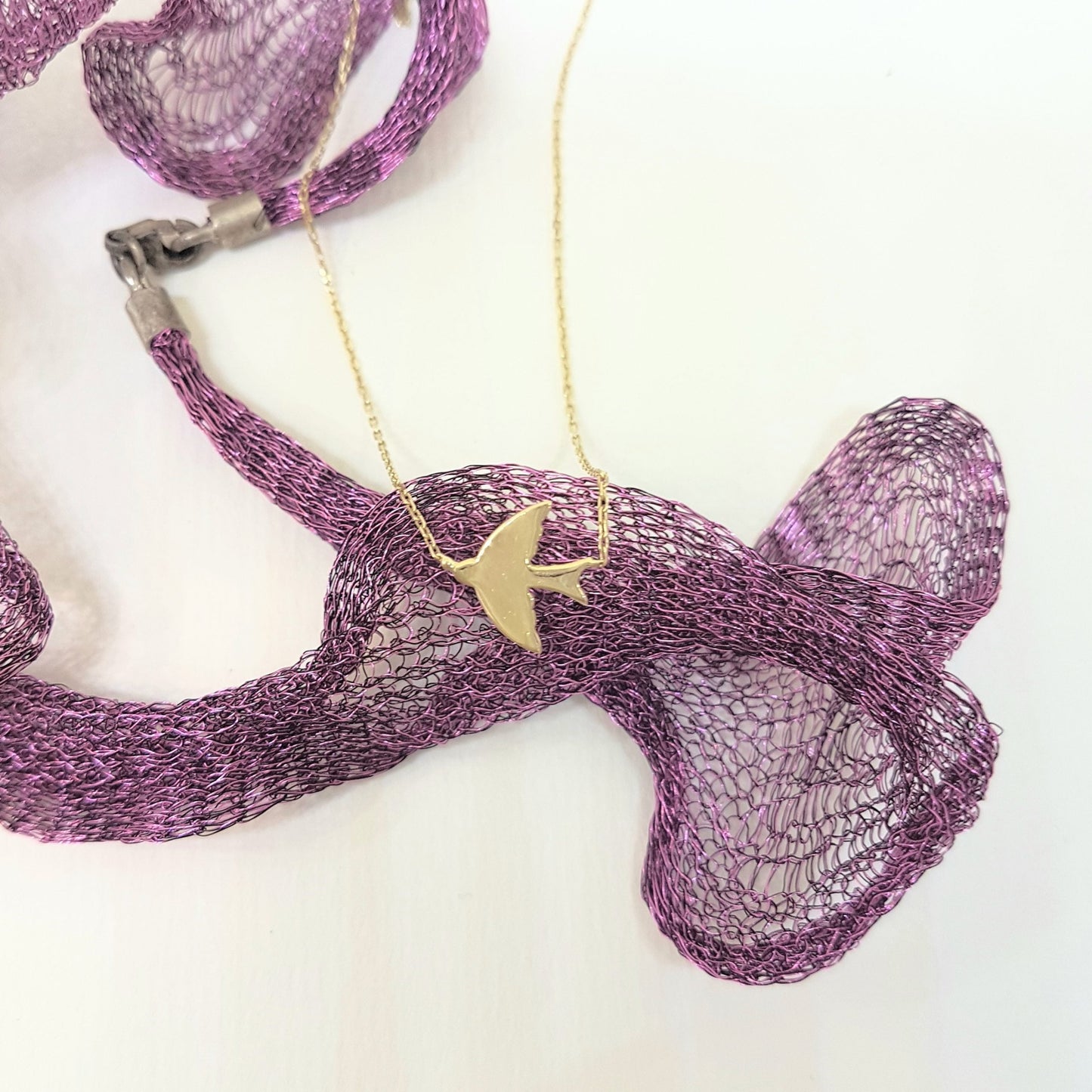 14K Real Solid Gold Swallow Dove Bird Design Cute Charm Dainty Delicate Trendy Sideways Pendant Necklace best birthday gift Women Jewelry girlfriend mother girl