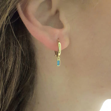 Turquoise Baguette Dangle Drop Earrings for Women 14K Gold December Birthstone Birthday Gift Jewelry