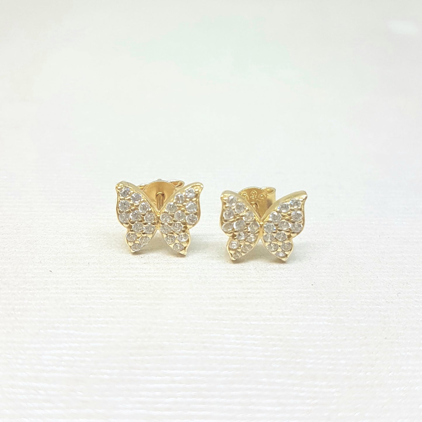 Butterfly Stud Earrings for Women 14K Real Solid Gold Cubic Zirconia Stones Best Birthday Gift
