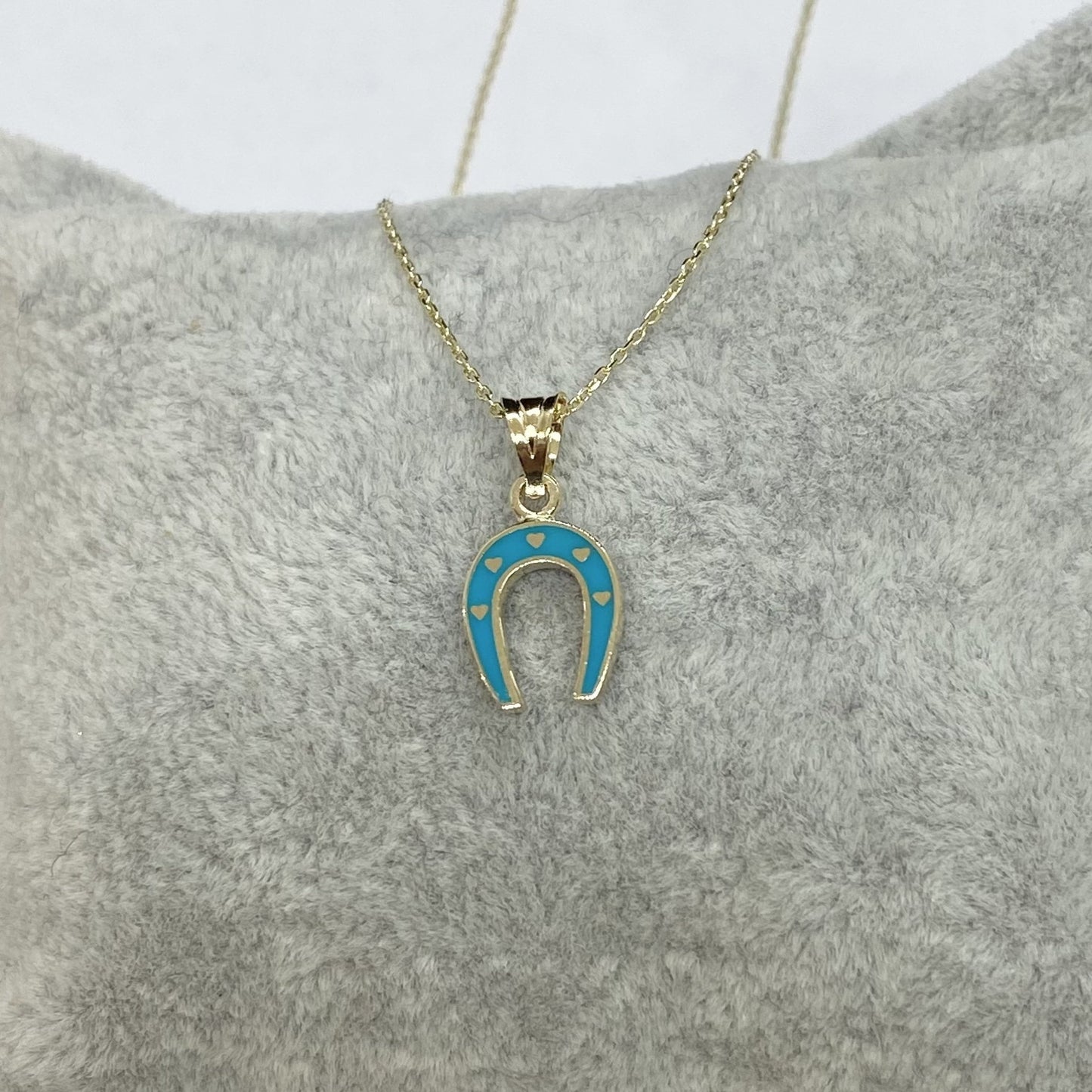 horseshoe necklace gold , 14K Real Solid Gold Horseshoe Necklace for Women , Lucky Horseshoe Pendant , Charm Horseshoe