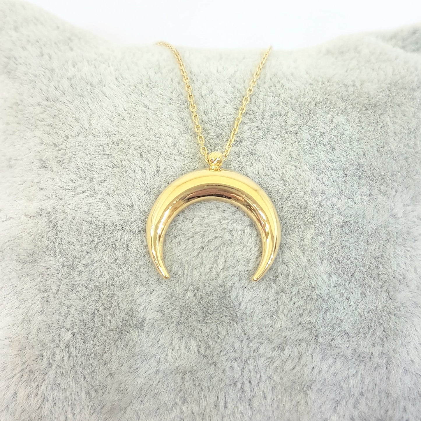 14K Solid Gold Elegant Crescent Moon Double Horn Half Phase Moon Claw Style Charm Danity Delicate Trendy Pendant Necklace Best Birthday Gift for Women