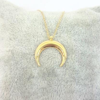 14K Solid Gold Elegant Crescent Moon Double Horn Half Phase Moon Claw Style Charm Danity Delicate Trendy Pendant Necklace Best Birthday Gift for Women