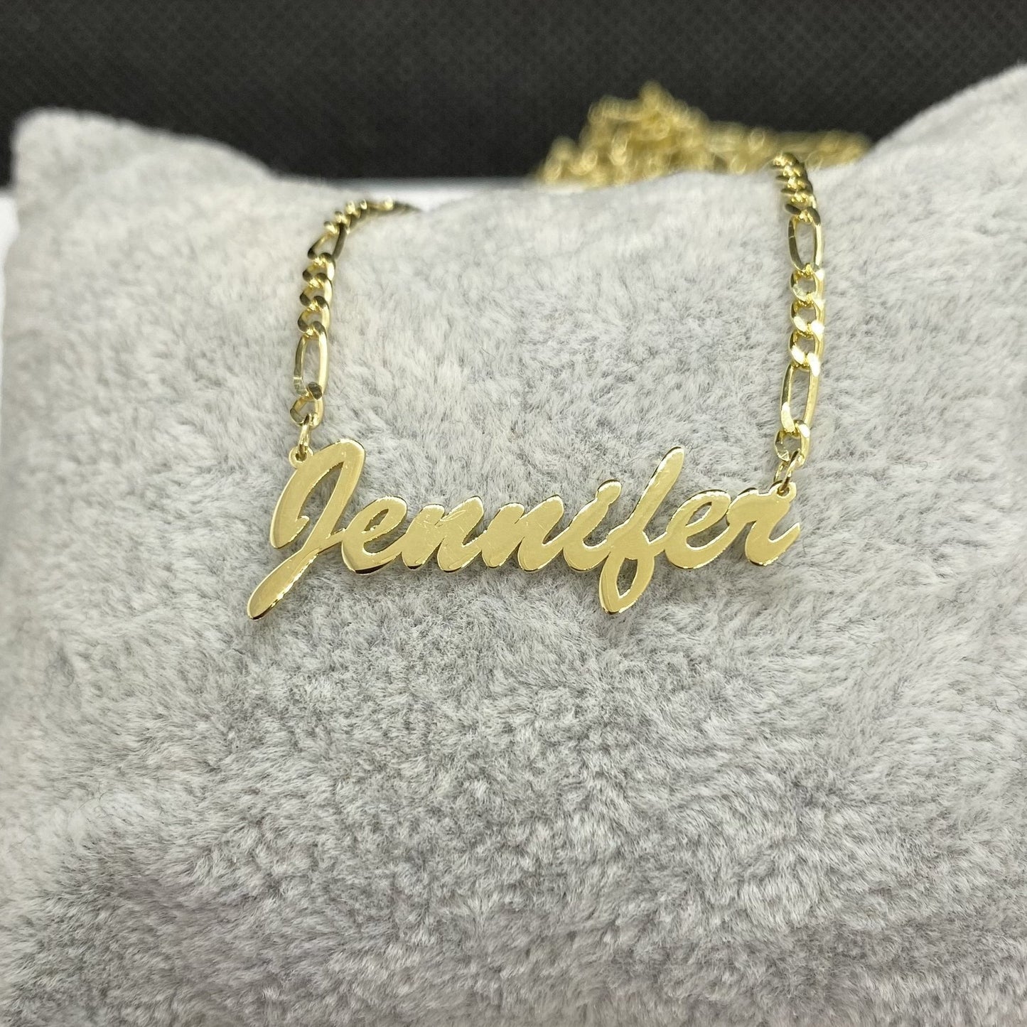 14K Gold Figaro Chain Name Necklace , Custom Name Necklace , Personalized Gifts ,Personalized Jewelry ,Custom Nameplate necklace ,Gift for her