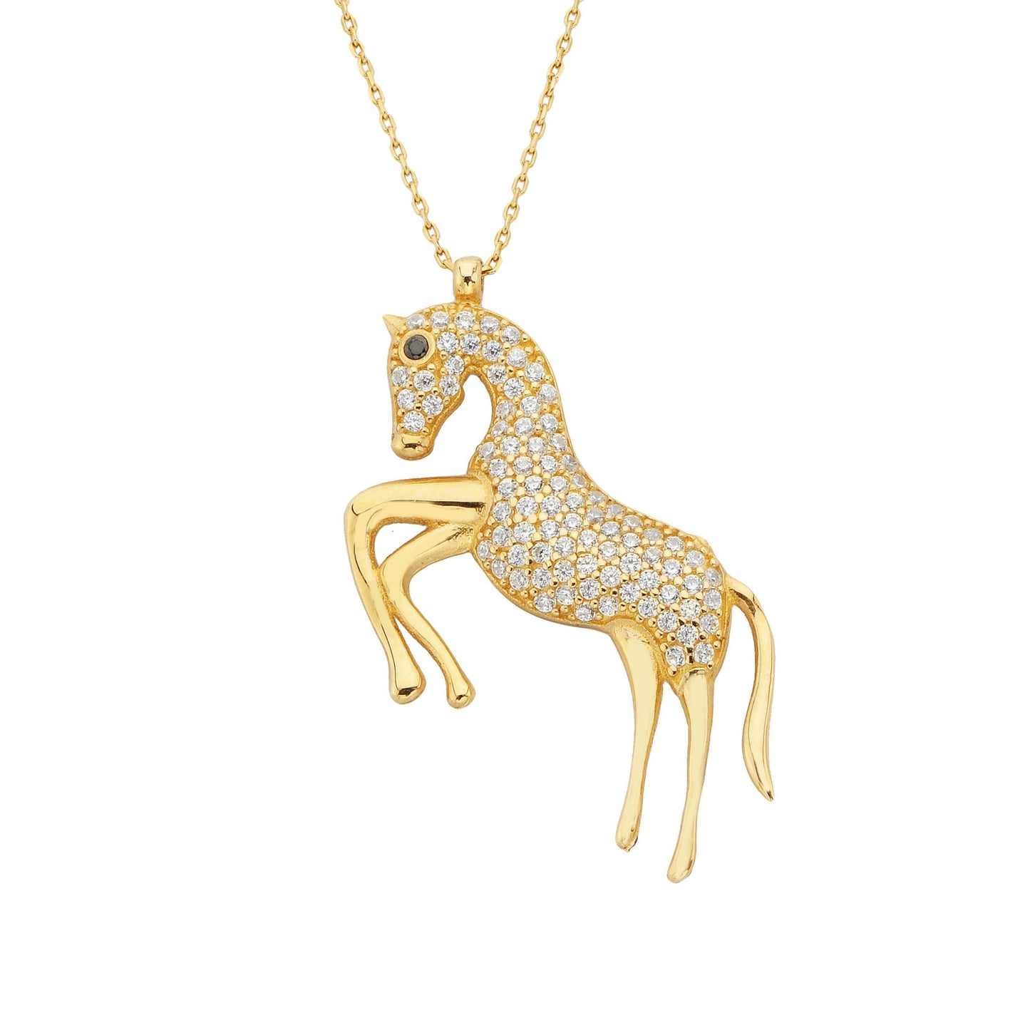 14K real solid gold horse pendant necklace for women animal jewelry horse gifts birthday christmas mother's day