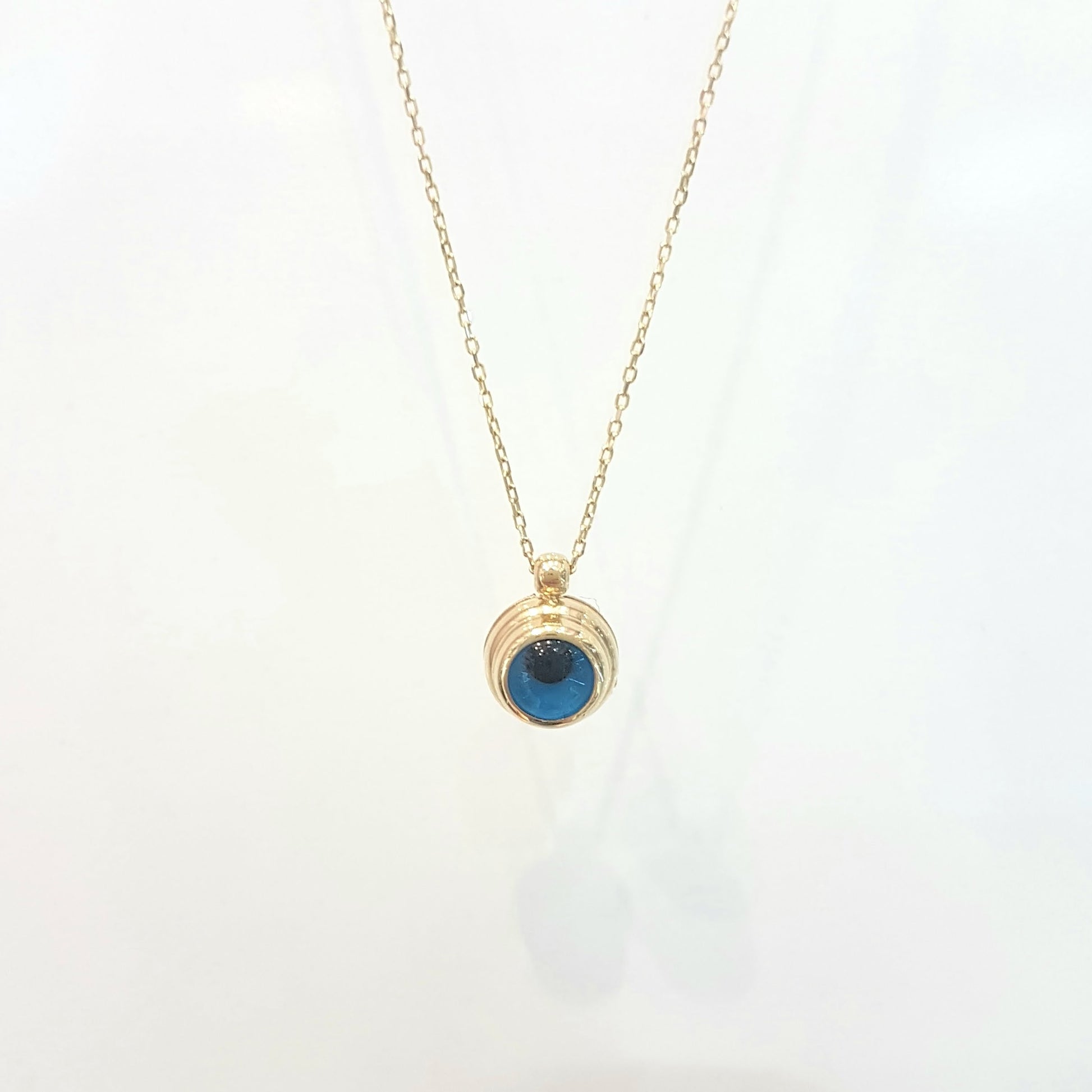 14K Real Solid Gold Lucky Evil Eye Cute Charm Dainty Delicate Turkish Faith Nazar Protection Pendant Necklace for Women