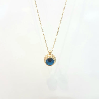 14K Real Solid Gold Lucky Evil Eye Cute Charm Dainty Delicate Turkish Faith Nazar Protection Pendant Necklace for Women