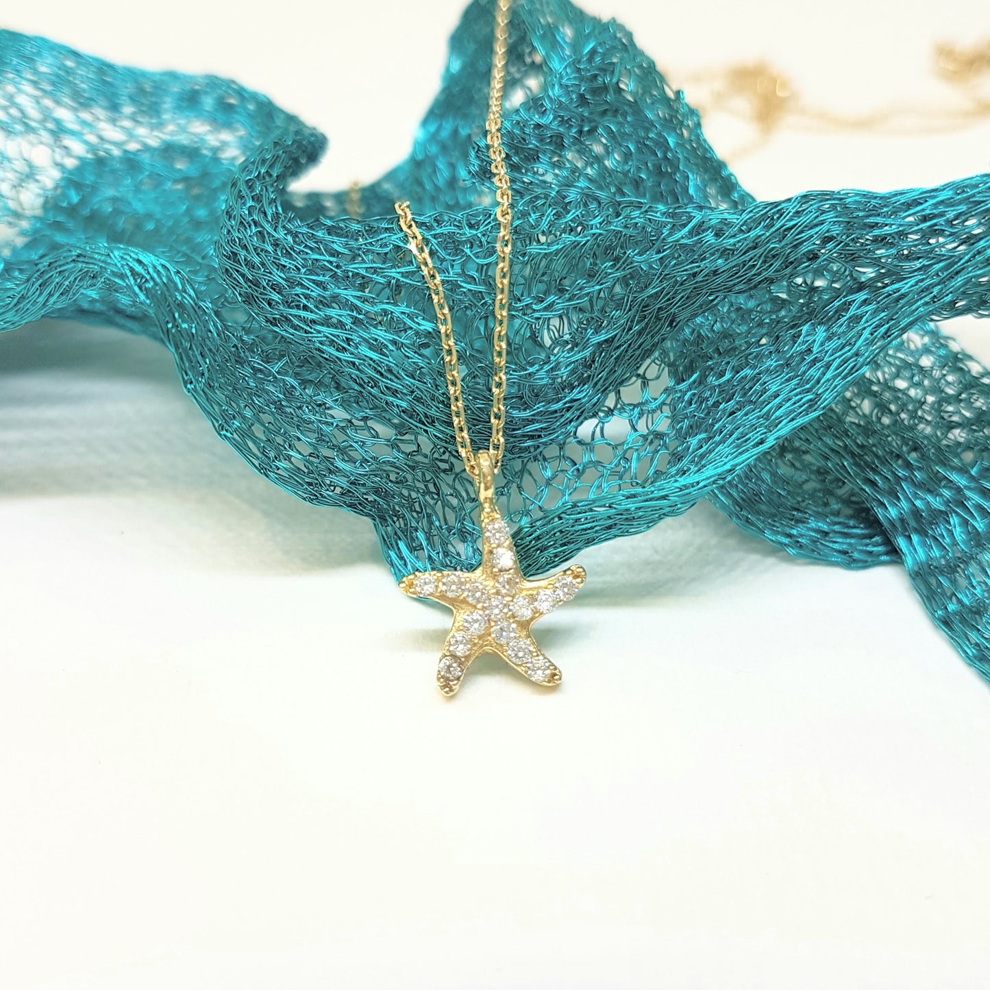 14K Gold Real Solid Starfish Sea Star Design Charm Dainty Delicate Trendy Tiny Pendant Necklace best birthday gift Women Jewelry girlfriend Beach Ocean Necklace